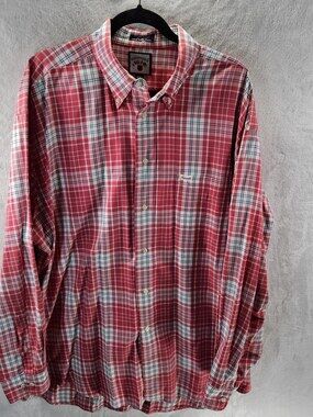 Faconnable Plaid Button-Down Shirt Men's Red White Navy Size XXL